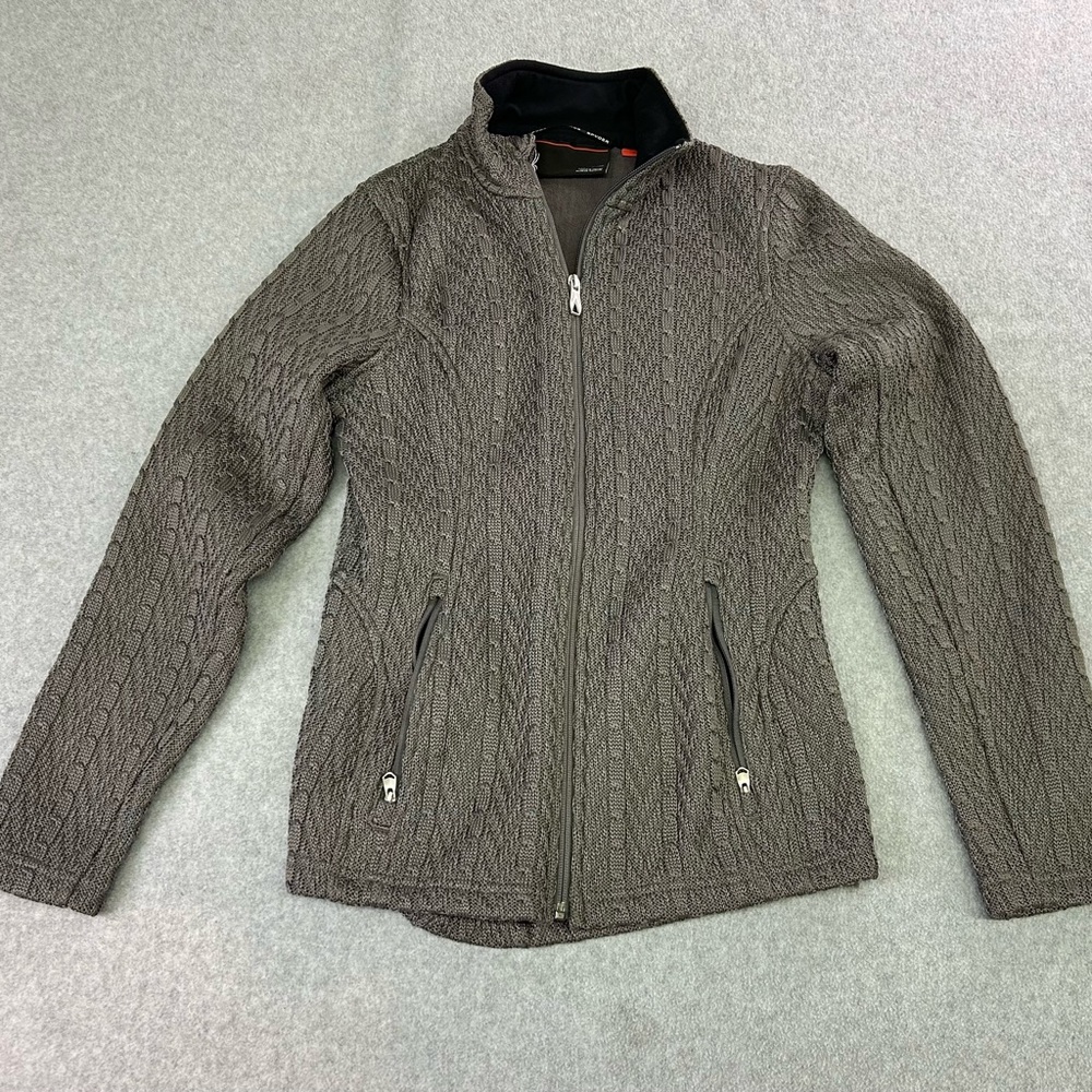 Spyder Core Ski gray Womens Major Cable Jacket/Sweater Full Zip Knit gray size M